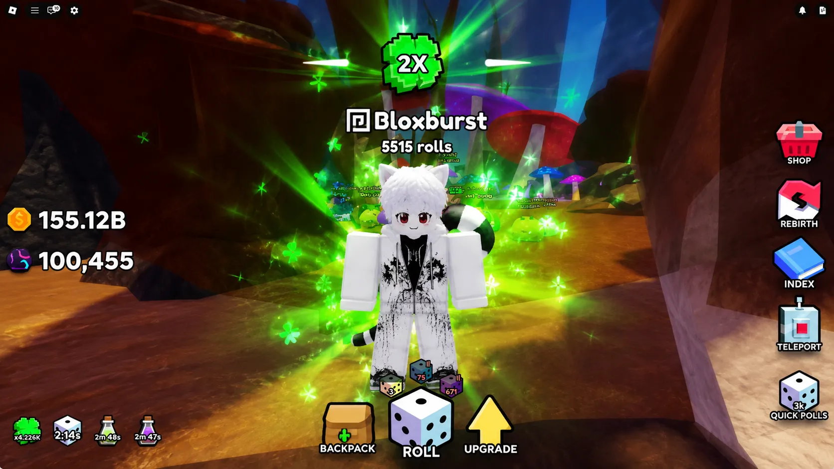Slime RNG bonus chain mechanics showing consecutive roll streak counter