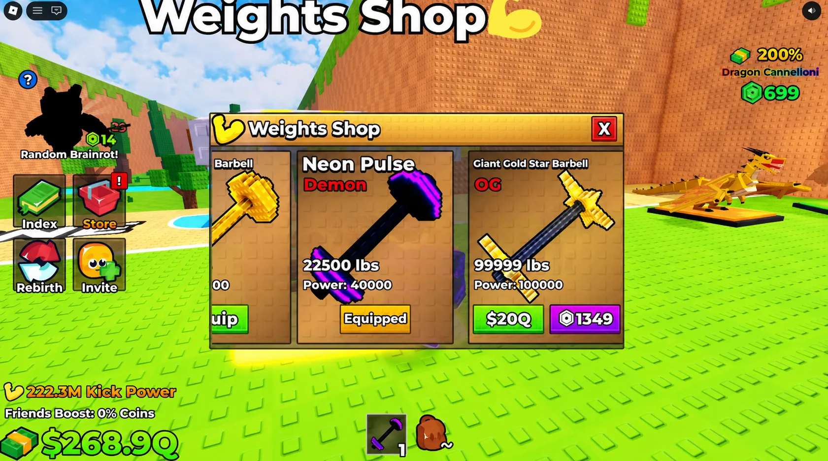 Weight Shop and Speed Stand upgrade interfaces